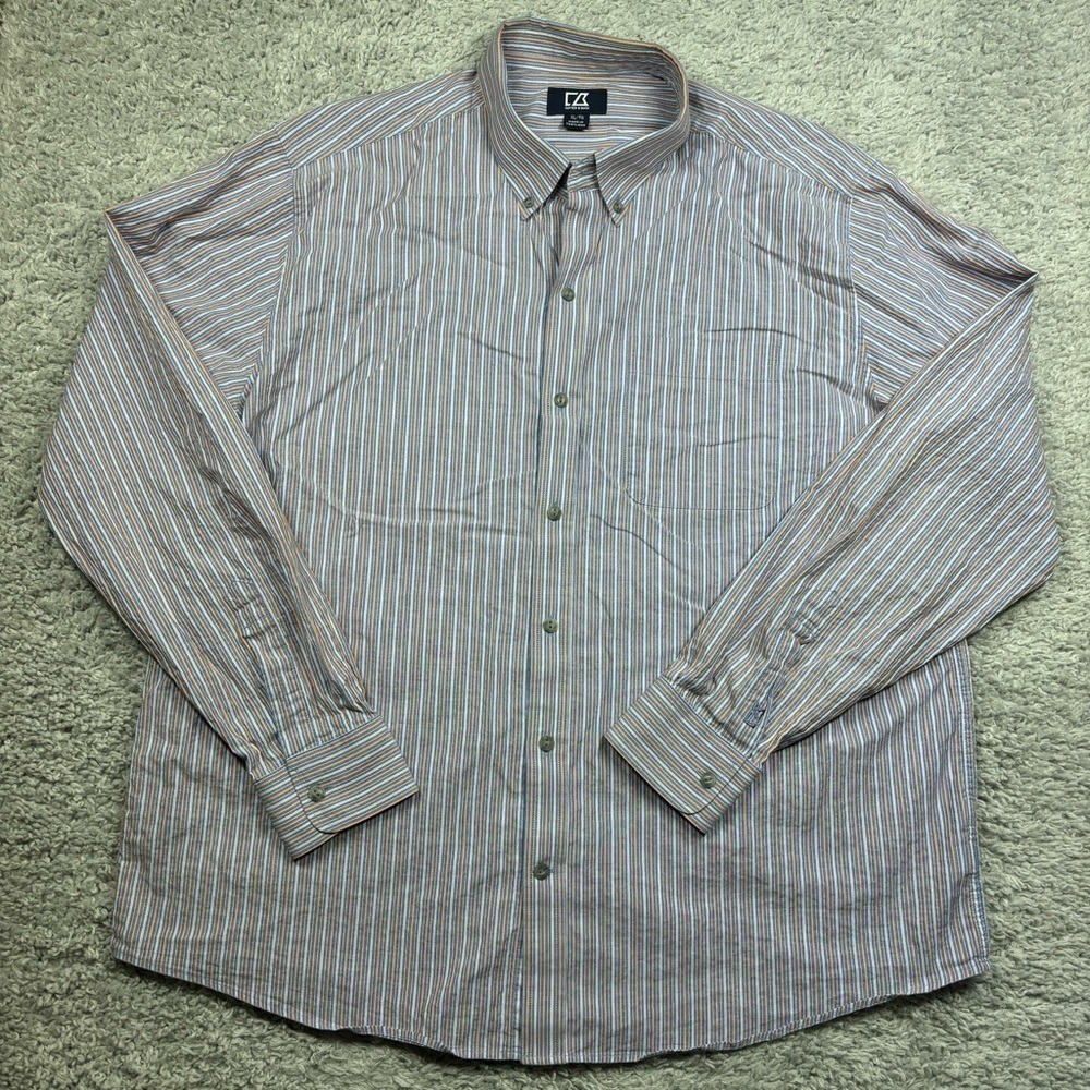 Cutter & Buck Shirt Mens Extra Large Button Up Collared Classic Plaid Blue